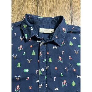 Label Of Graded Goods Boys Christmas Holiday Gamer Button-Up Shirt 11-12Y